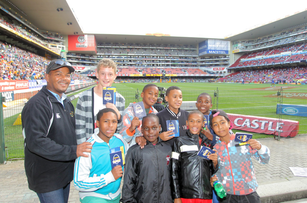 Kids supporting the Stormers at the stadium